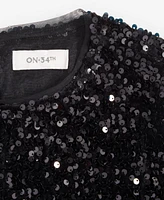 On 34th Women's Sequin Velvet Short-Sleeve Top, Created for Macy's