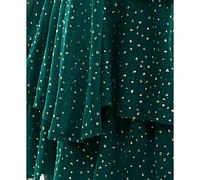 Crystal Dot Juniors' Glitter-Dot Bow-Trim Long-Sleeve Dress