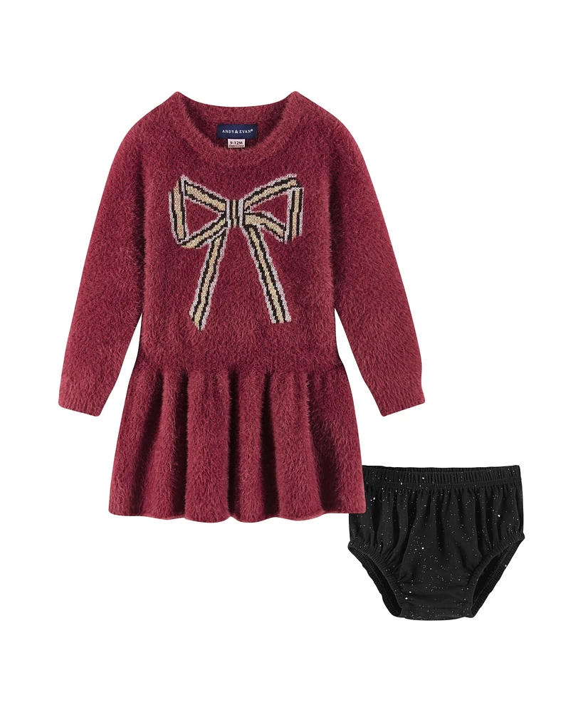 Andy & Evan Baby Girls Red Sweater Dress Bloomers Set