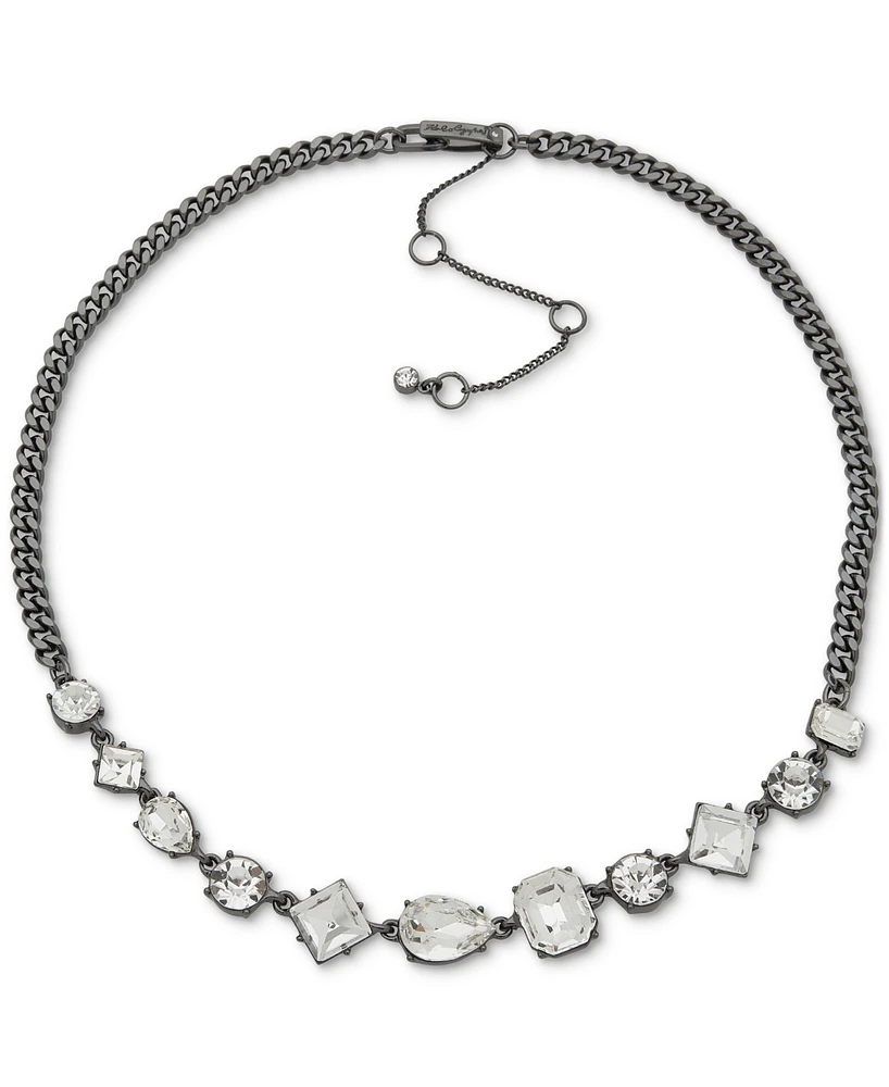 Karl Lagerfeld Paris Hematite-Tone Mixed-Cut Crystal Statement Necklace, 16" + 3" extender