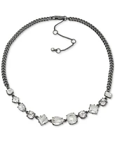 Karl Lagerfeld Paris Hematite-Tone Mixed-Cut Crystal Statement Necklace, 16" + 3" extender