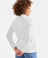 Style & Co Petite Major Dot Print Mock Neck Top, Created for Macy's