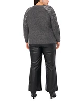 Vince Camuto Plus Size Sequin Raglan-Sleeve Crewneck Sweater