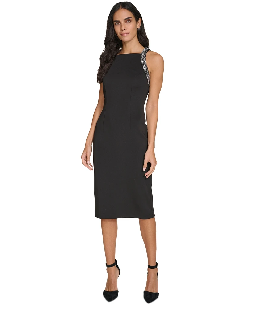 Calvin Klein Women's Embellished Scuba Sheath Dress