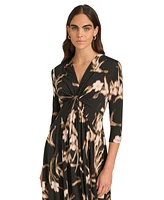 Calvin Klein Women's Printed 3/4-Sleeve Midi Dress