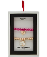 Karl Lagerfeld Paris 2-Pc. Set Orchid Charm Beaded Stretch Bracelets