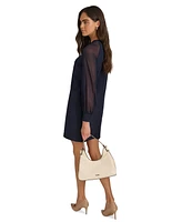 Calvin Klein Women's Crepe Chiffon-Sleeve Shift Dress