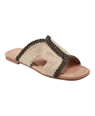 Marc Fisher Ltd Women's Nashie Slip On Square Toe Flat Sandals