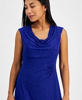 Connected Petite Cowlneck Glitter-Knit Midi Dress