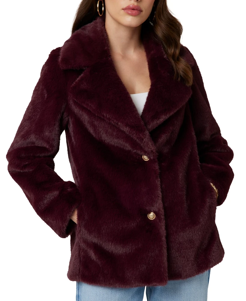 Guess Women's Filomena Faux-Fur Button-Front Long-Sleeve Jacket