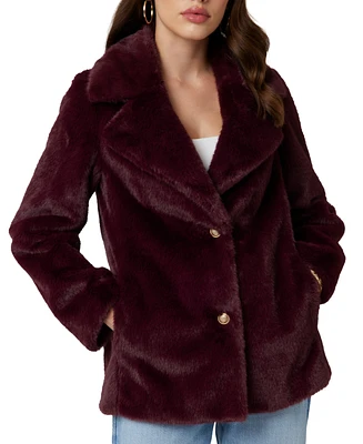 Guess Women's Filomena Faux-Fur Button-Front Long-Sleeve Jacket