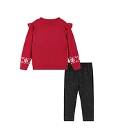 Andy & Evan Baby Girls Red Fair Isle Sweater and Glitter Legging Set