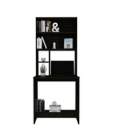 Depot E-shop Xalo Computer Hutch Desk, Lower Shelf, Four Shelves, Black