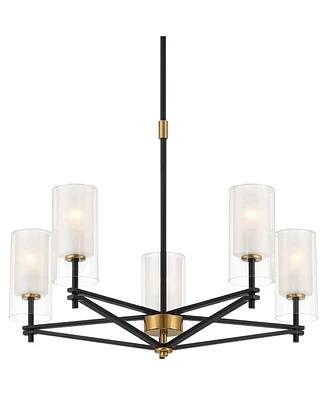 Possini Euro Design Nyack 25" Modern Pendant Chandelier Ceiling Light Fixture Dining Room Over Table Kitchen Island Foyer Open Frame Hanging 5-Light B