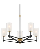 Possini Euro Design Possini Euro Nyack 25" Open Frame Gold and Black 5-Light Pendant