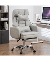 Slickblue Swivel Ergonomic Office Chair: High Back with Lumbar Support & Headrest, Technology Leather, 155° Reclining Boss Chair