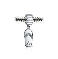 Bling Jewelry Tropical Vacation Flip Flop Sandal Charm Bead .925 Sterling Silver