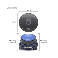 Pyle 4" Two-Way Car Speakers, 180 Watt, Blue