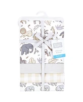 Hudson Baby Cotton Poly Flannel Receiving Blankets, Neutral Safari, One Size