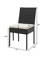 Gymax Pe Wicker Patio Chairs Set of Outdoor Dining Chairs w/ Cushions Off White