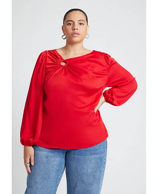 Eloquii Plus O Ring Neck Drape Top