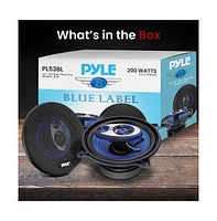 Pyle 5.25" Three-Way Car Speakers, 200 Watt, Blue