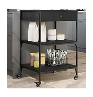 vidaXL Kitchen Trolley Black 23.6"x18.9"x35.2" Engineered Wood