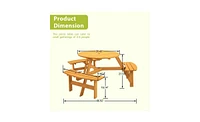 Slickblue 6-Person Circular Outdoor Wooden Picnic Table Perfect Patio Dining Solution