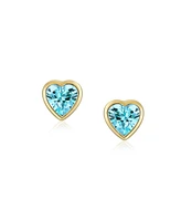 Bling Jewelry Tiny Cubic Zirconia Real Yellow 14K Real Yellow Gold Heart Stud Earrings