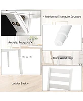 Gymax Wooden Dining Chair Set of 4 w/ Acacia Wood Legs Padded Cushion Ladder Back