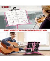 5 Core Sheet Music Stand Pink Portable Foldable Music Note Holder 2022; Height Adjustable Tripod Stands - Mus Fld Pnk