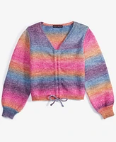 With Jules Big Girls Drawstring Rainbow Sweater