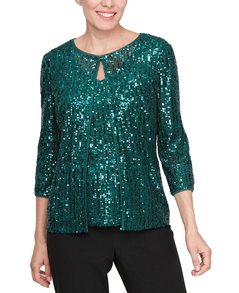 Alex Evenings Plus 2-Pc. Sequin Twinset