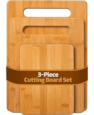 Bambusi 3-Piece Bamboo Cutting Board Set - Wooden cutting board, 3 Assorted Sizes of Bamboo Wood Cutting Boards for Kitchen