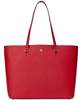 Lauren Ralph Karly Crosshatch Leather Large Tote