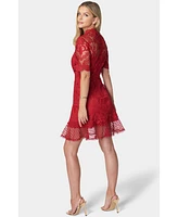 Bebe Women's Flounce Lace Mini Dress