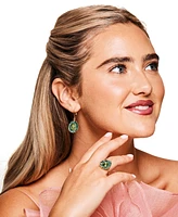 Emily in Paris Gold-Tone Green Stone Pear & Marquise Halo Statement Ring