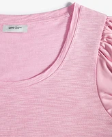 On 34th Women's Bubble-Sleeve Scoop-Neck T-Shirt, Created for Macy's