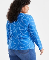 Style & Co Plus Printed Long-Sleeve Top, Created for Macy's