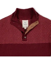 Hope & Henry Men's Organic Mock Neck Intarsia Yoke Button Sweater