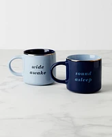 Kate Spade Wide Awake Sound Asleep Mugs, Set of 2