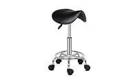 Slickblue Saddle Stool with 360-Degree Rotation and Ha Feet Stylish Functional Bar