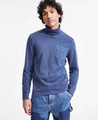 Sun + Stone Men's Vintage Turtleneck Pocket Shirt, Exclusively at Macy's