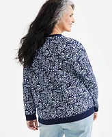 Style & Co Plus Printed Crewneck Long-Sleeve Sweatshirt