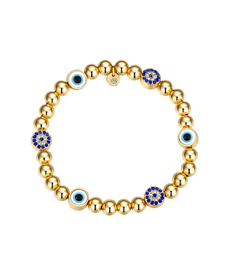 Unwritten Crystal Evil Eye Beaded Stretch Bracelet