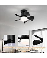 Slickblue Low Noise Matte Black Abs Blade Ceiling Fan with Remote & Led Light – Ideal for Kitchen, Bedroom, Dining Room, Patio