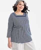 Style & Co Plus Square-Neck 3/4-Sleeve Top, Created for Macy's