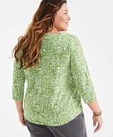 Style & Co Plus Square-Neck 3/4-Sleeve Top