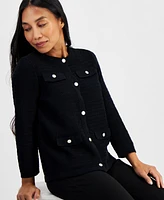 Ak Anne Klein Petite Pocket Button-Front Cardigan