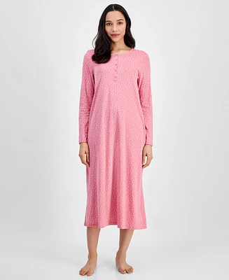 Charter Club Women's Cotton Long-Sleeve Nightgown, Created for Macy's